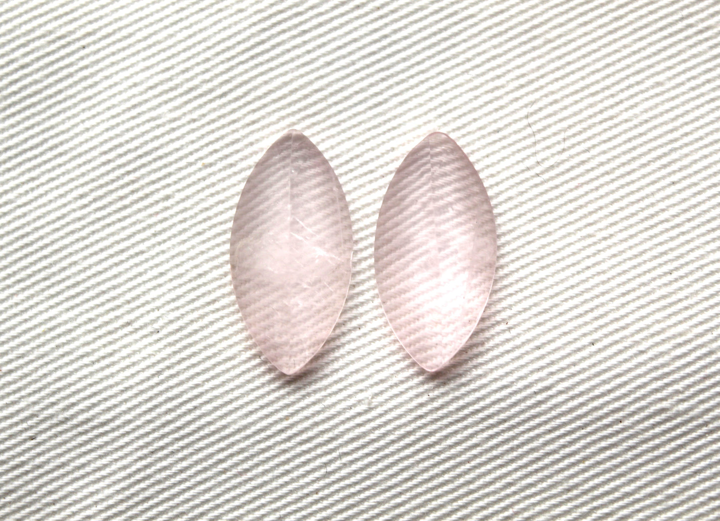 Pair of Pink Quartz cabochons Gemstones marquise 10x20MM