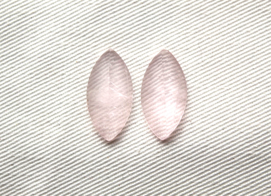 Pair of Pink Quartz cabochons Gemstones marquise 10x20MM