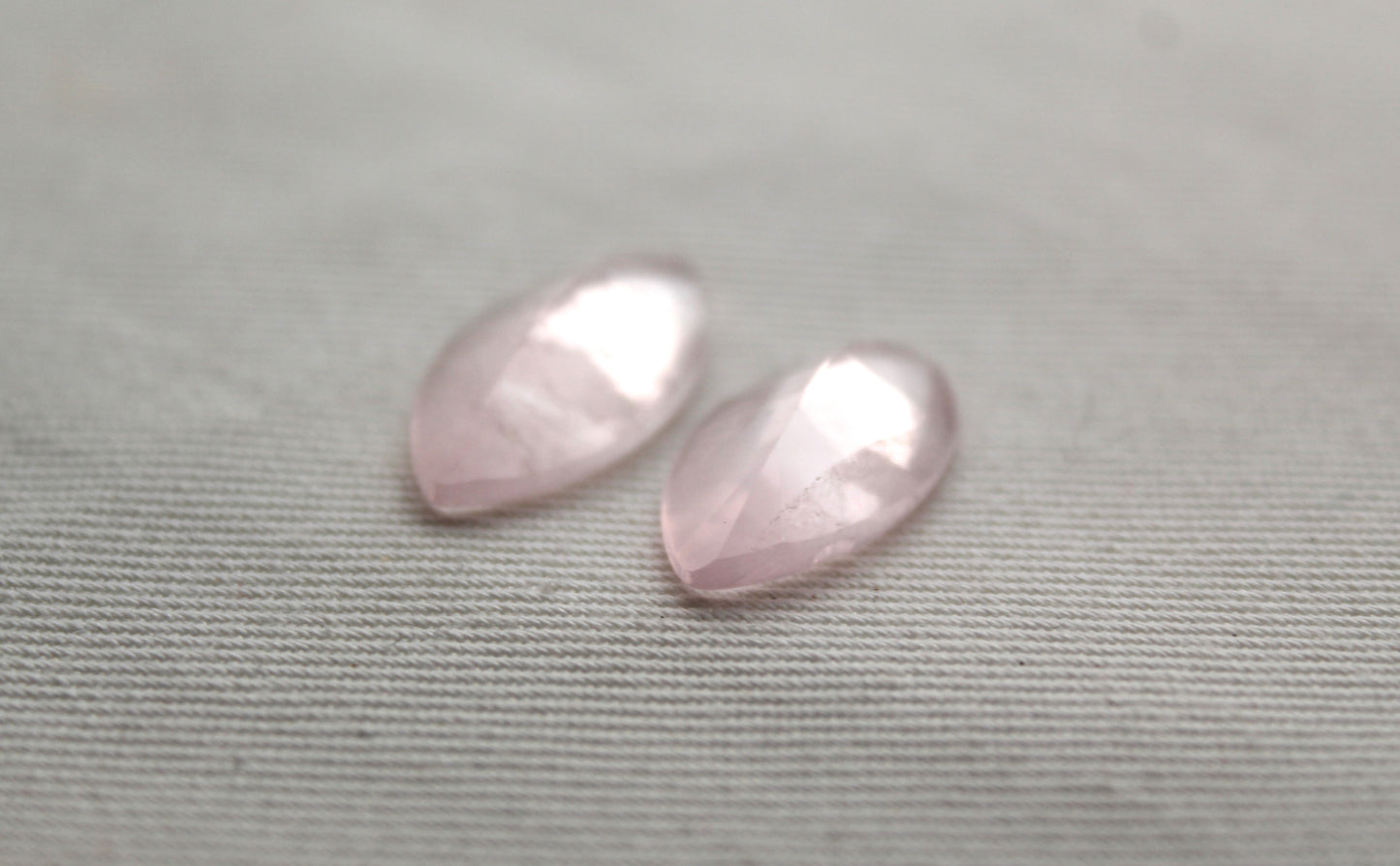 Pair of Pink Quartz cabochons Gemstones marquise 10x20MM