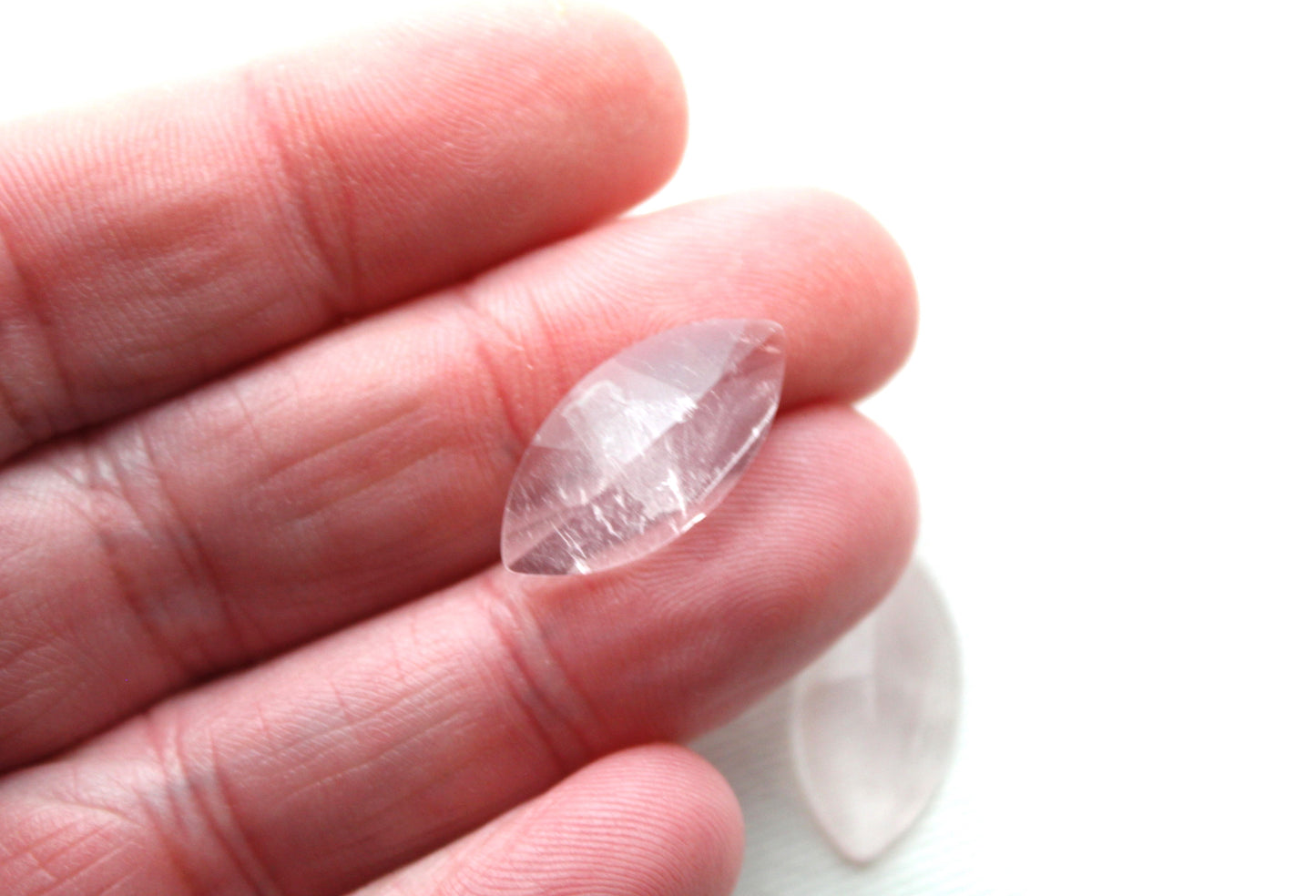 Pair of Pink Quartz cabochons Gemstones marquise 10x20MM