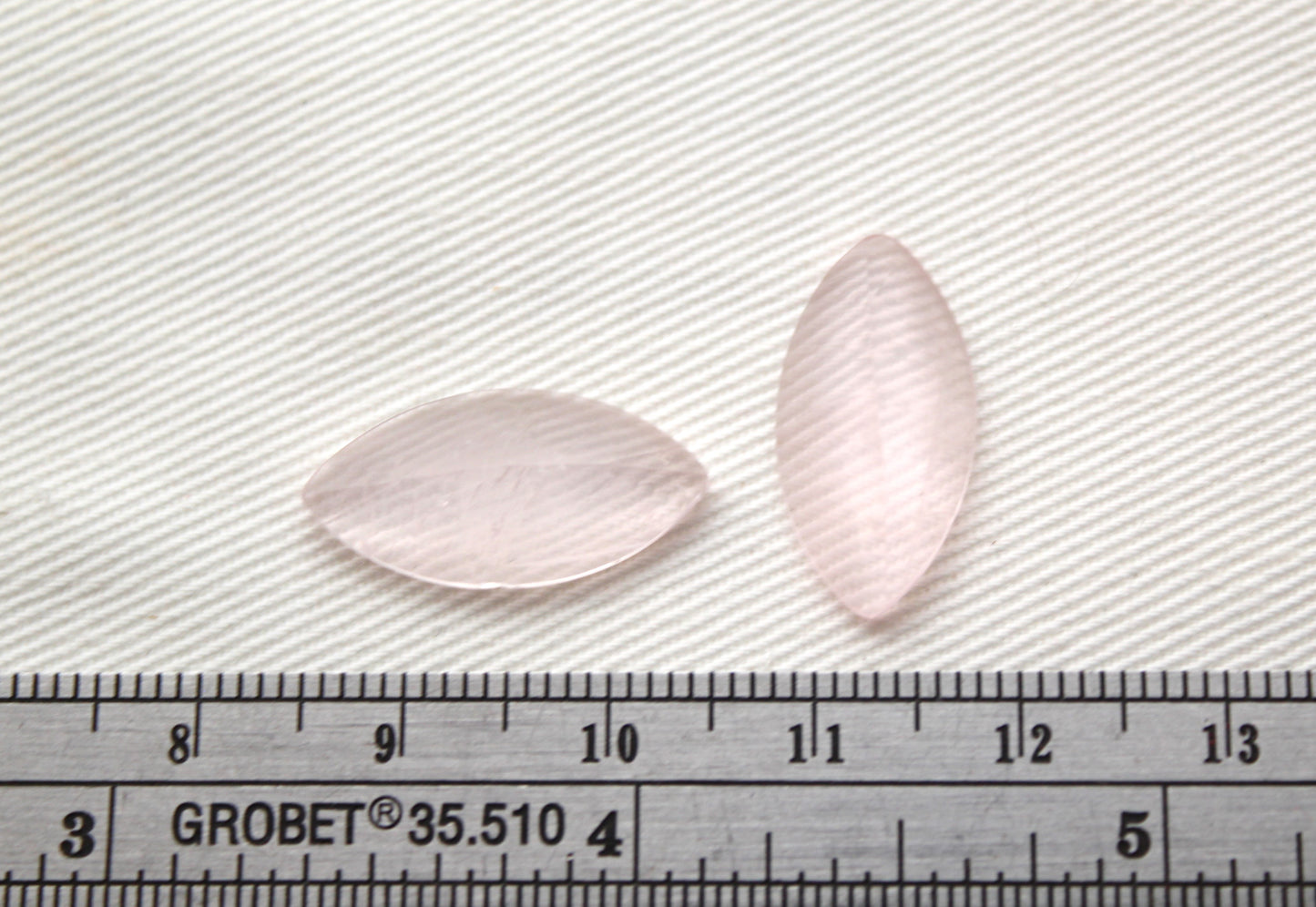 Pair of Pink Quartz cabochons Gemstones marquise 10x20MM