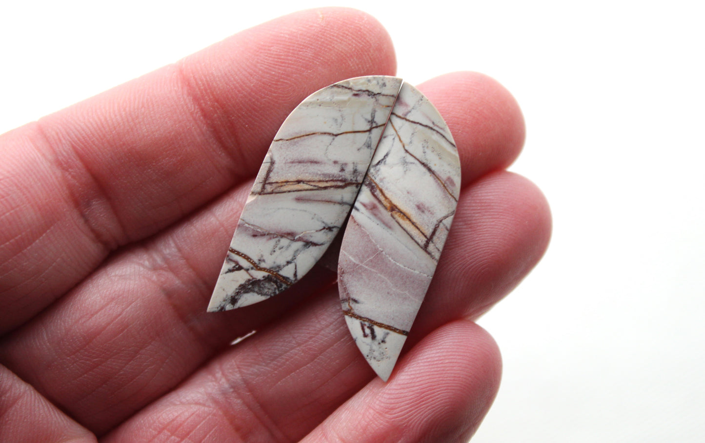 Rhyolite Cabochons THIN Pair gemstone pink