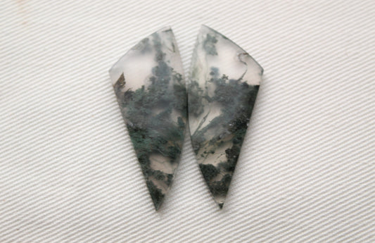 Pair of moss Agate Cabochons