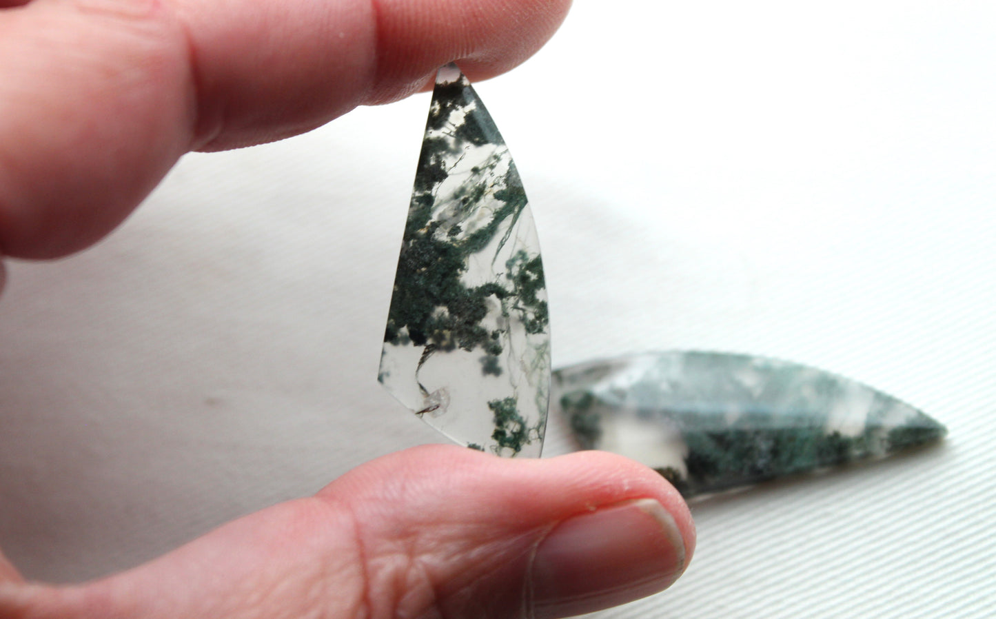 Pair of moss Agate Cabochons