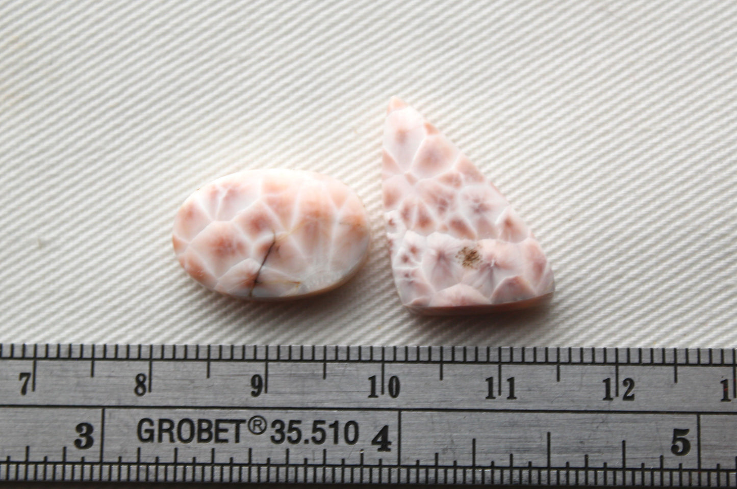 TWO small Thomsonite freeform Cabochon pink gemstone