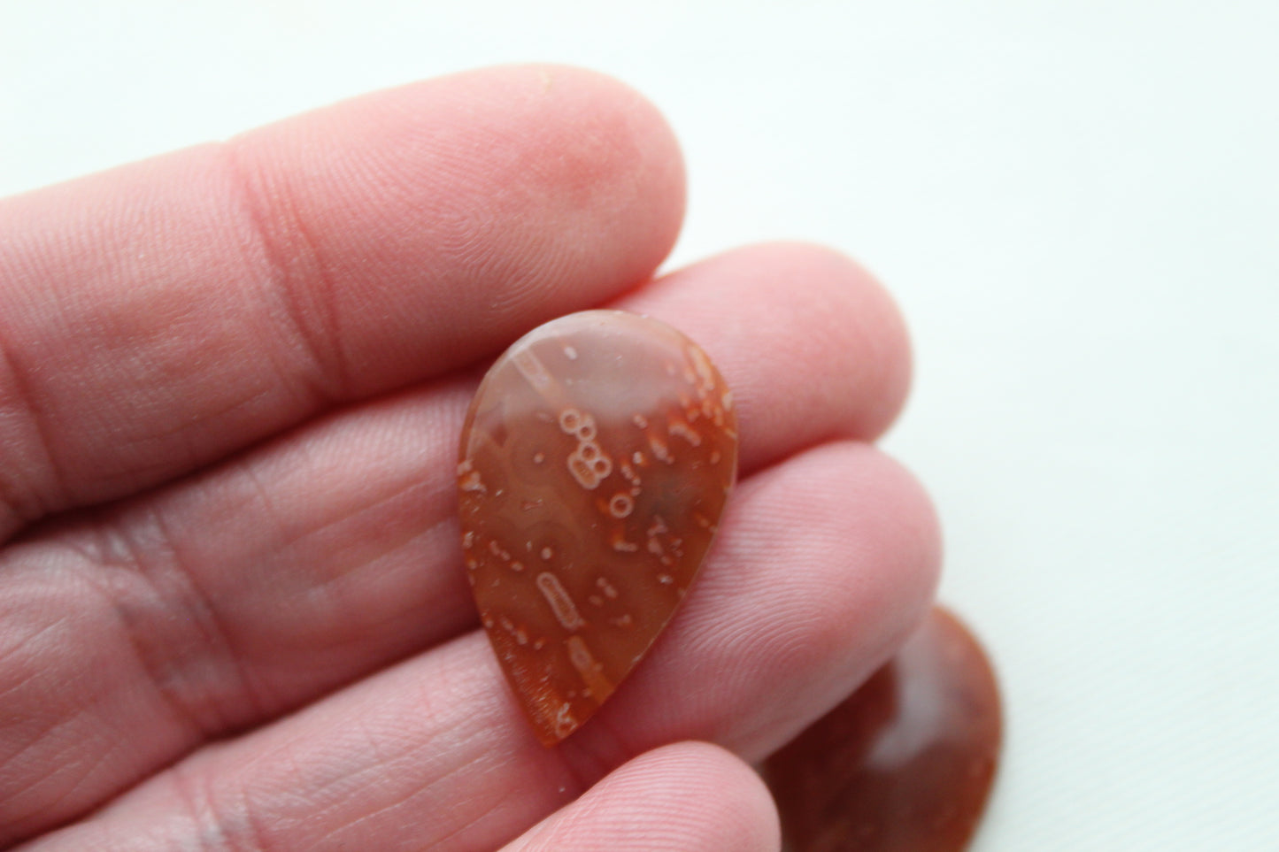 Tube Carnelian Cabochon Pair Transludent Red gemstone