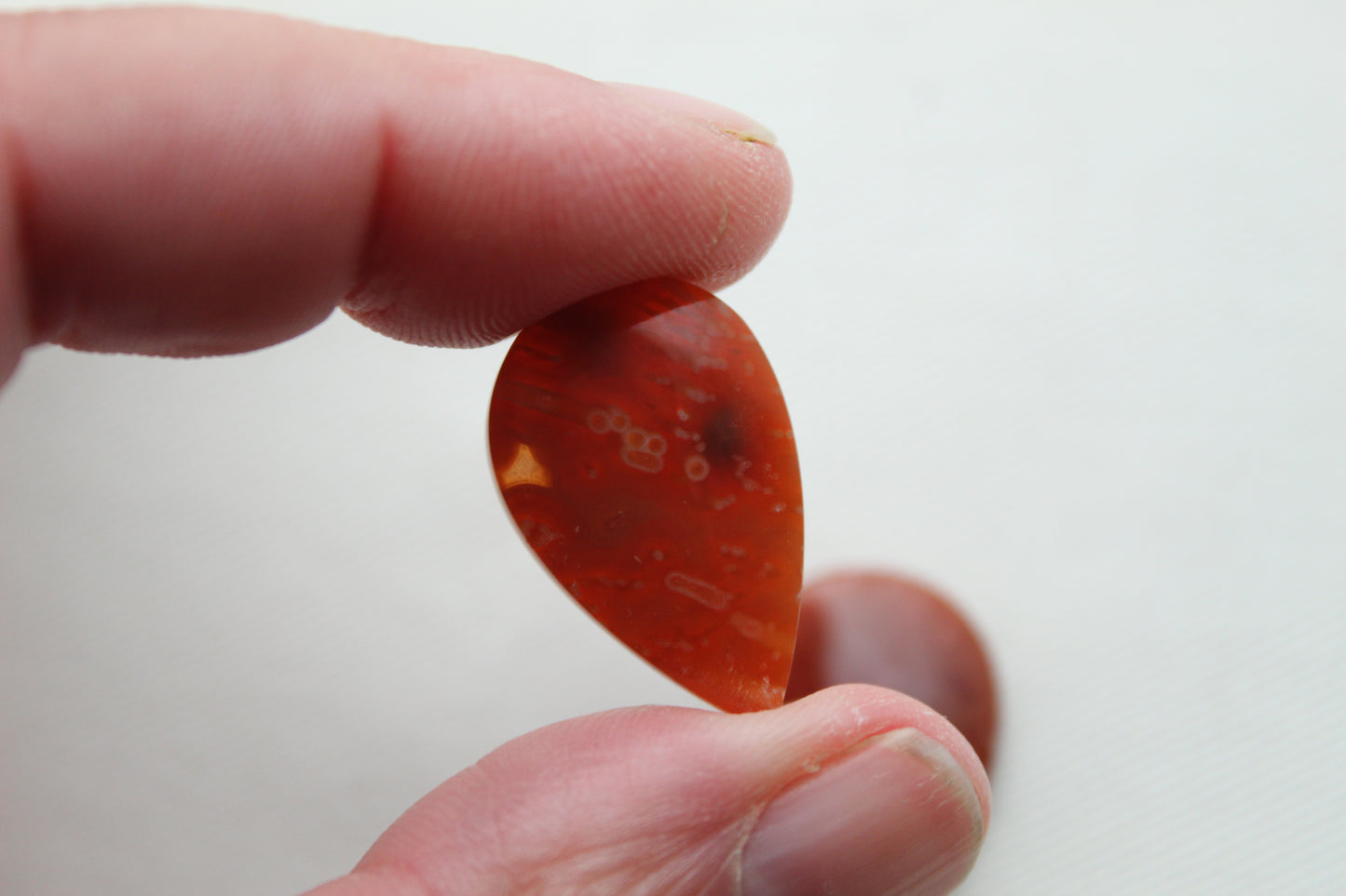 Tube Carnelian Cabochon Pair Transludent Red gemstone