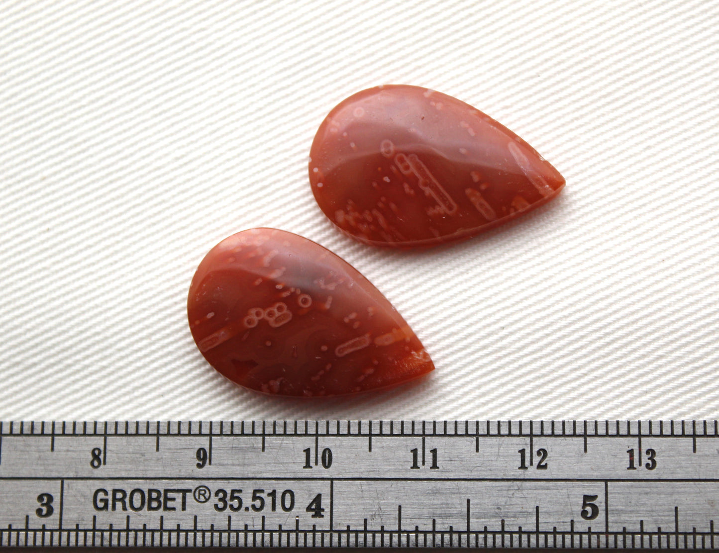 Tube Carnelian Cabochon Pair Transludent Red gemstone