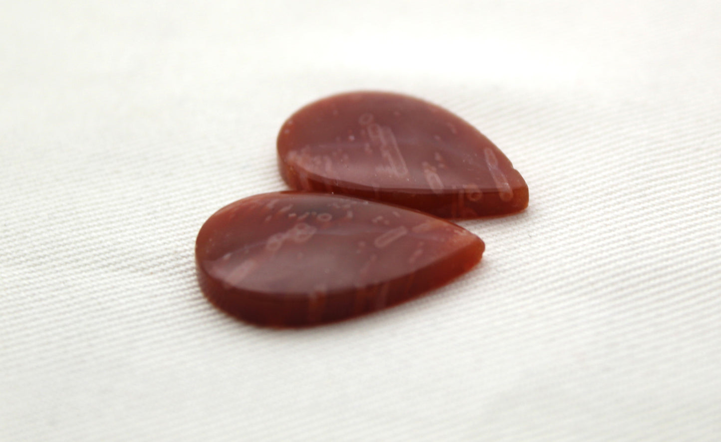 Tube Carnelian Cabochon Pair Transludent Red gemstone