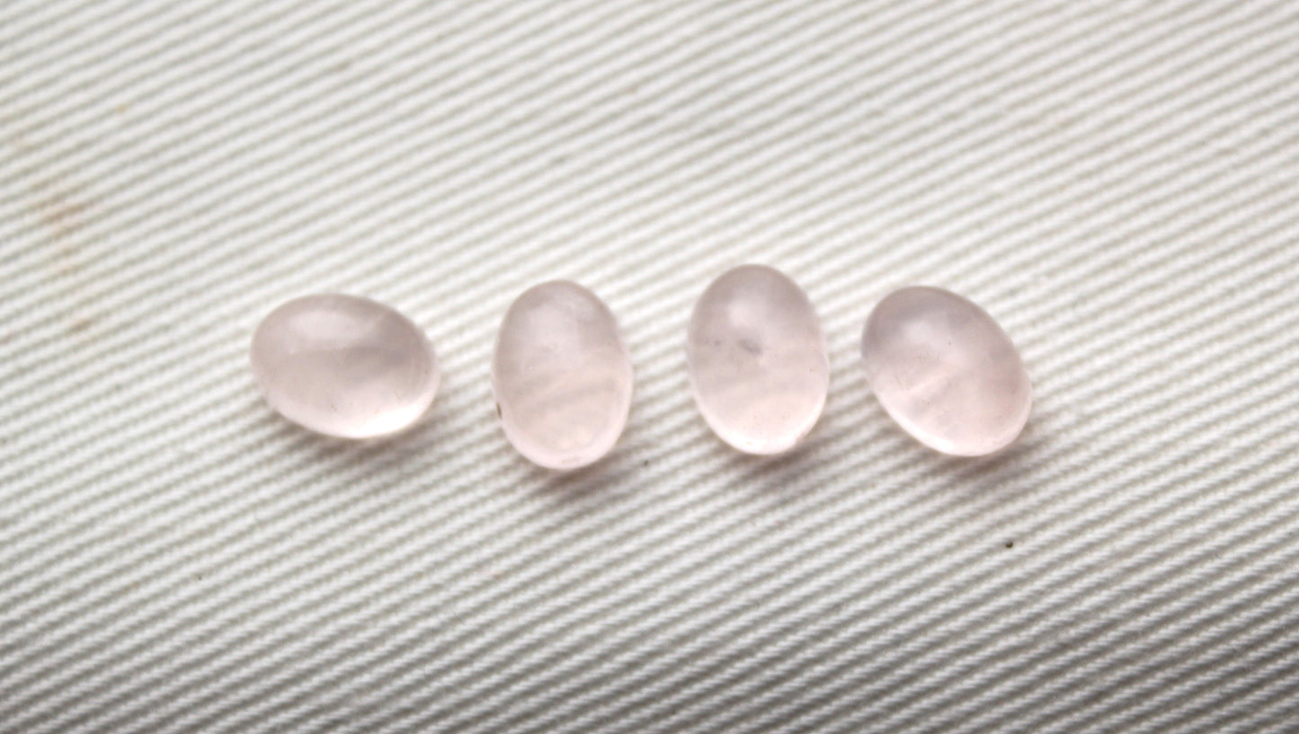 FOUR Pink Quartz cabochons Gemstones Oval 6x8MM