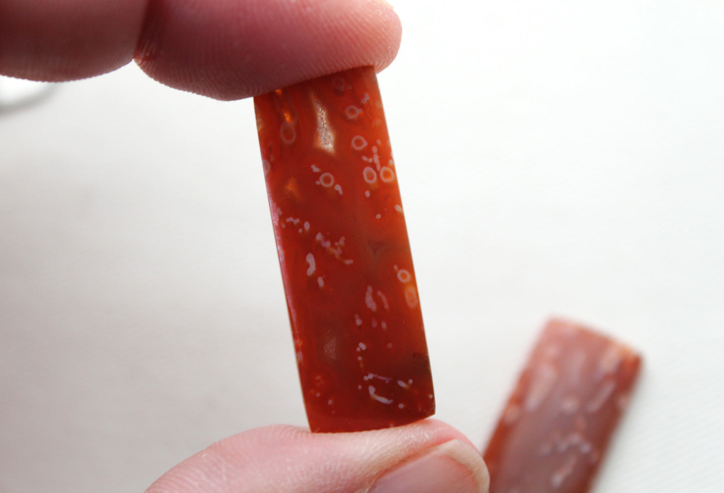 Tube Carnelian Cabochon Pair Transludent Red gemstone