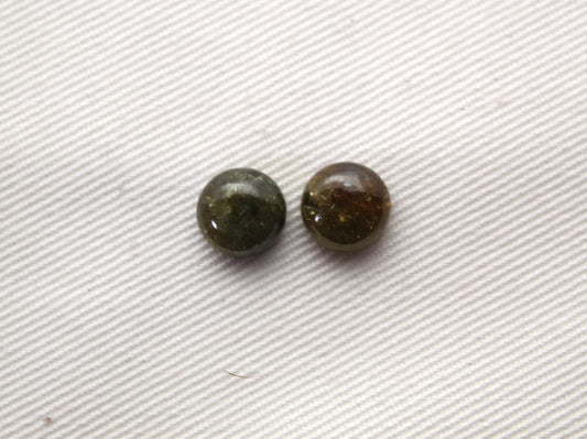 TWO Green Garnet Cabochons round 8MM