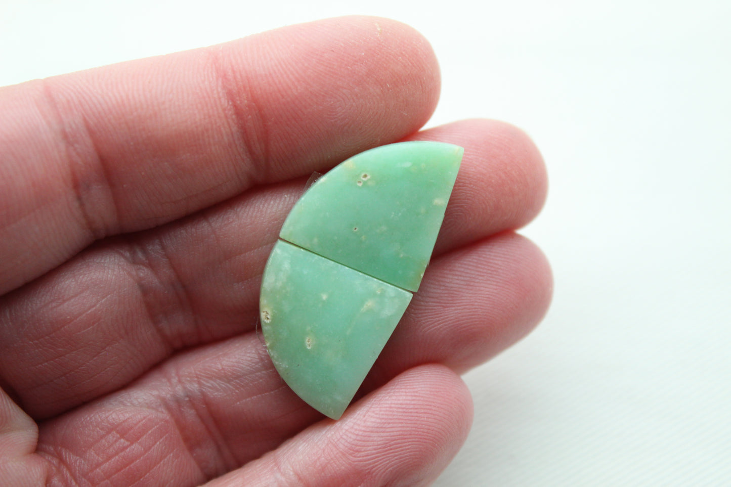 Paire Cabochon Petit Chrysoprase Pierre gemme vert clair 15MM