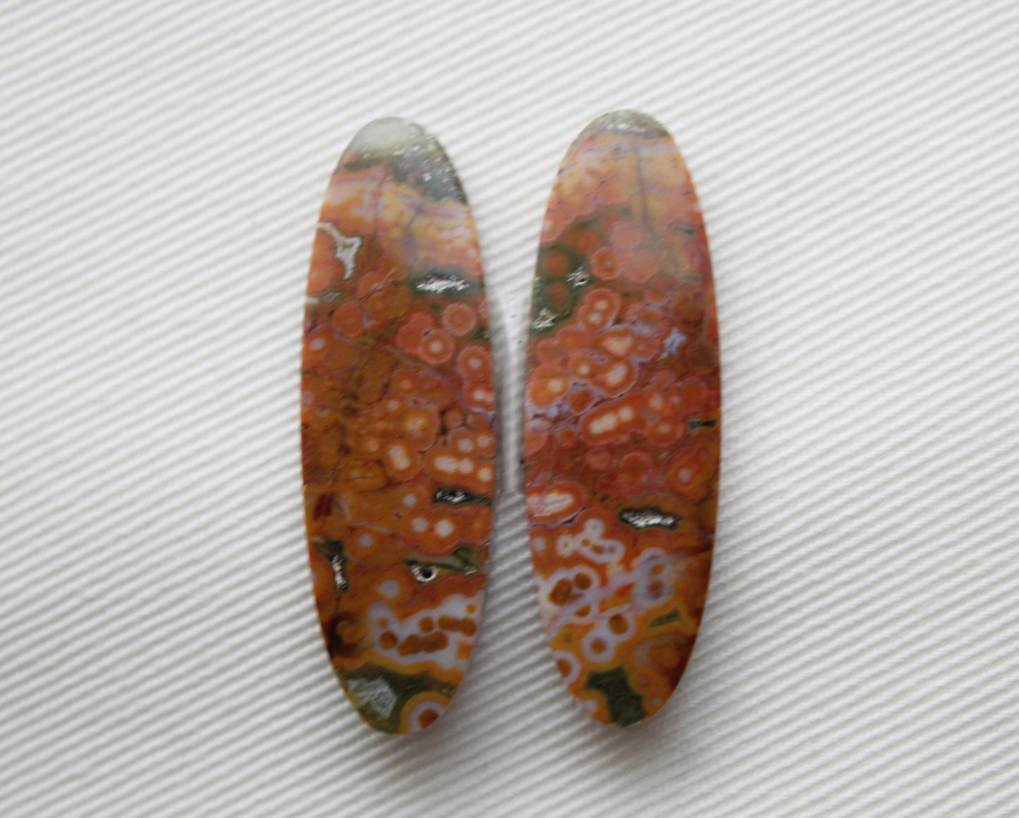 Multicolor River Jasper Pair Cabochon Gemstone oval