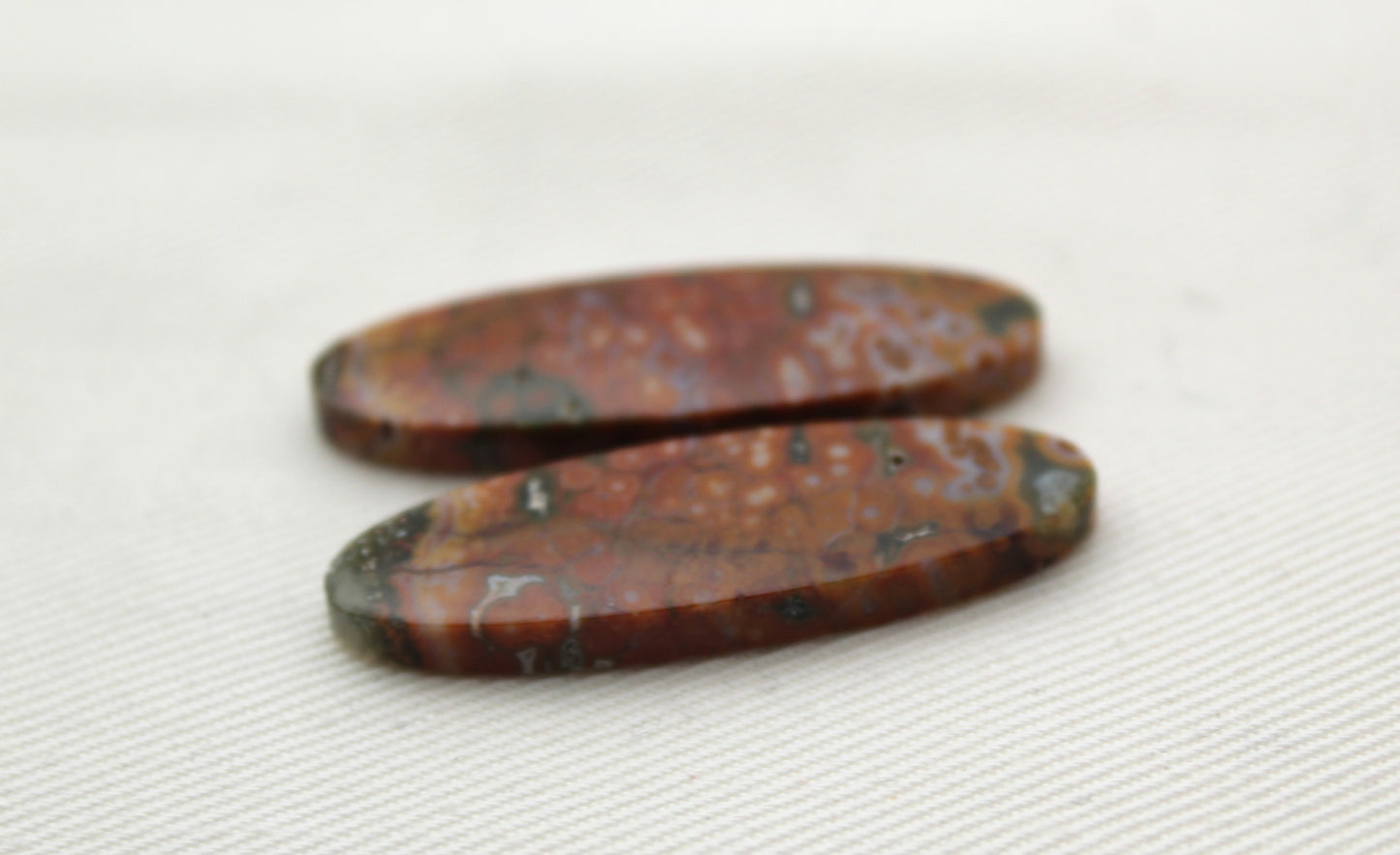 Multicolor River Jasper Pair Cabochon Gemstone oval