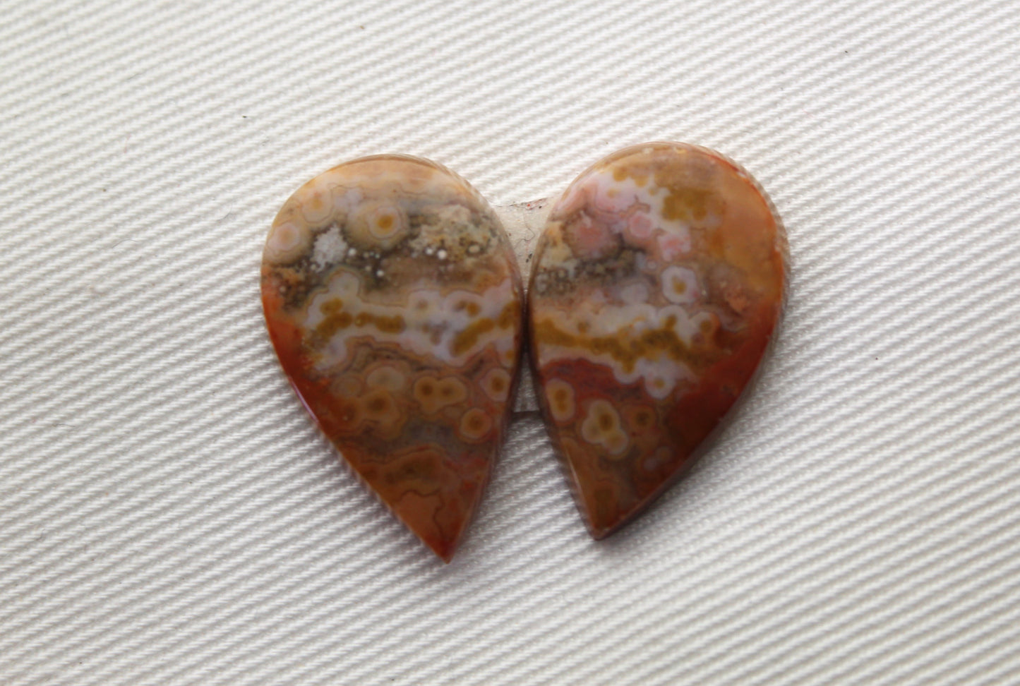 River Jasper Cabochon Pair Gemstone beige