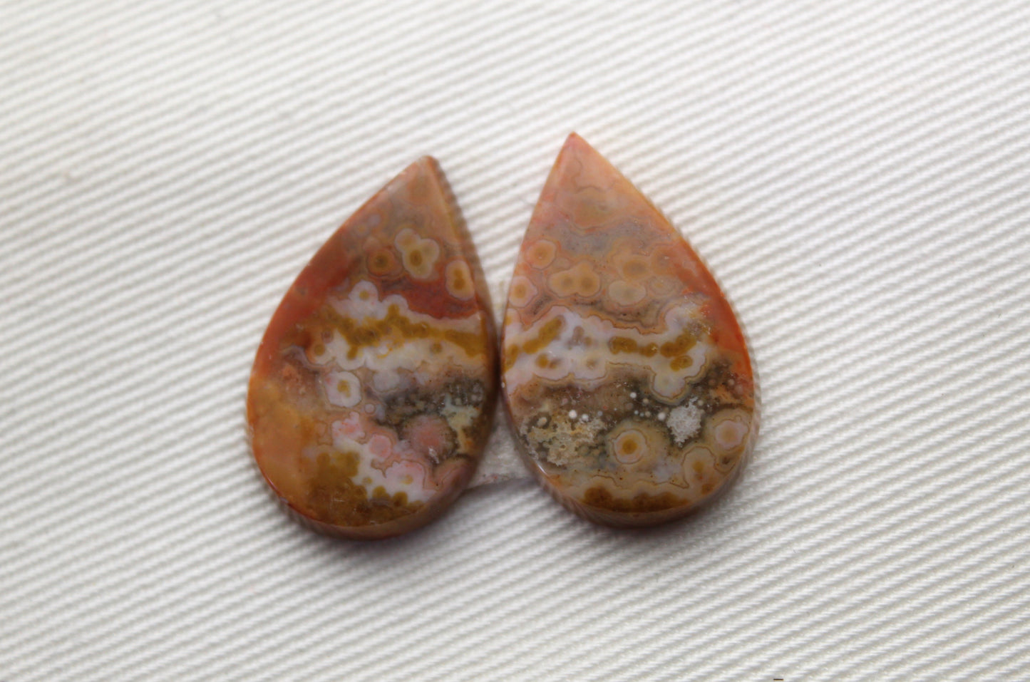 River Jasper Cabochon Pair Gemstone beige