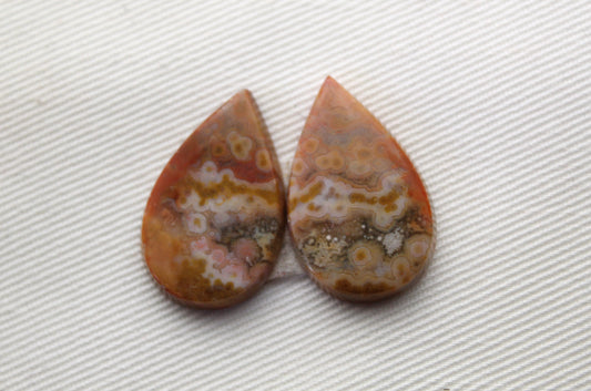 River Jasper Cabochon Pair Gemstone beige