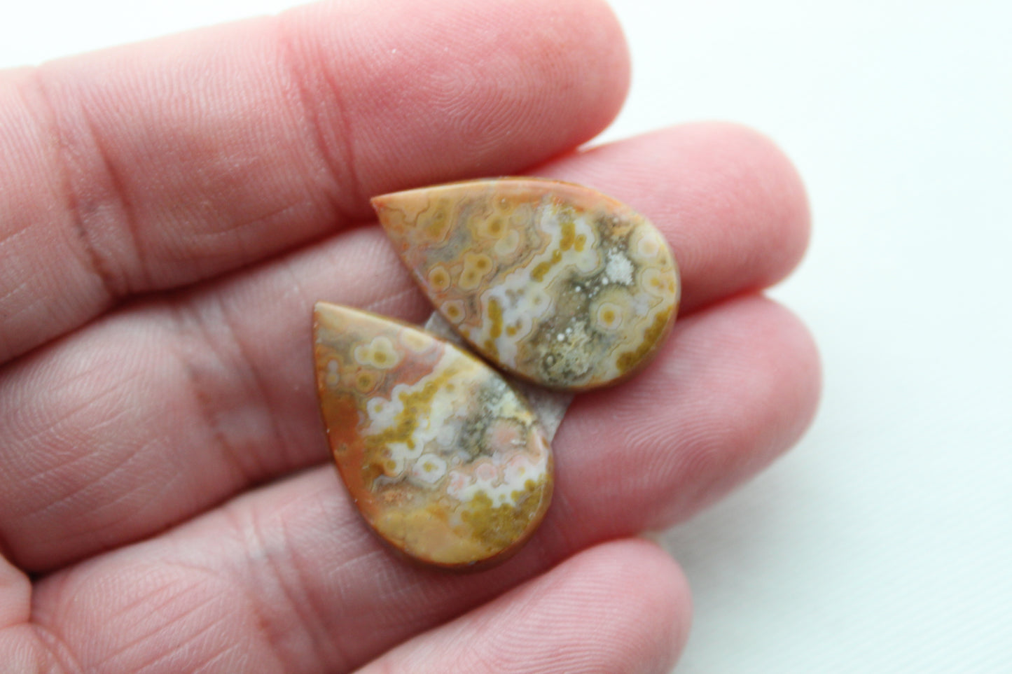 River Jasper Cabochon Pair Gemstone beige