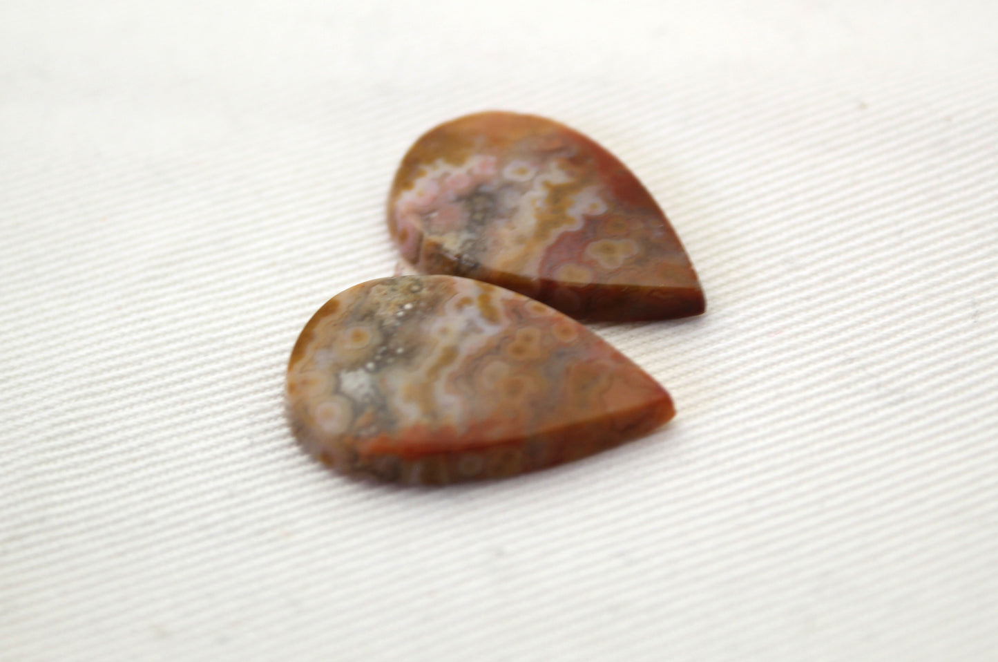 River Jasper Cabochon Pair Gemstone beige