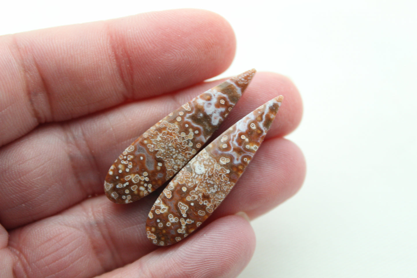 NICE River Jasper Cabochon Pair Gemstone teardrop