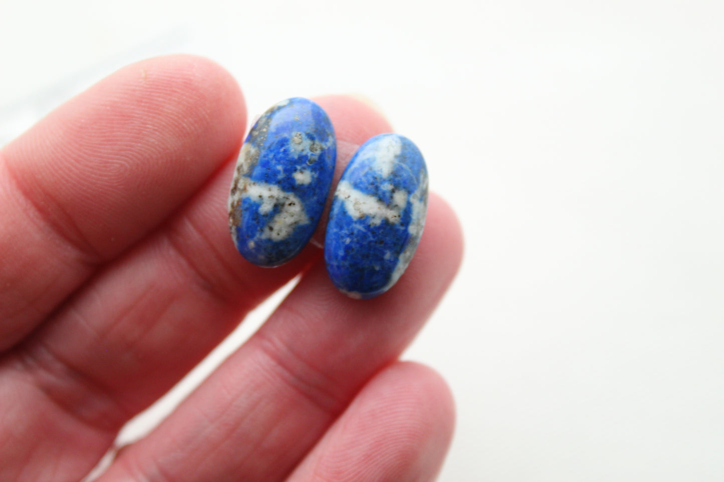 Pair of Lapis Lazuli cabochons Gemstones Oval