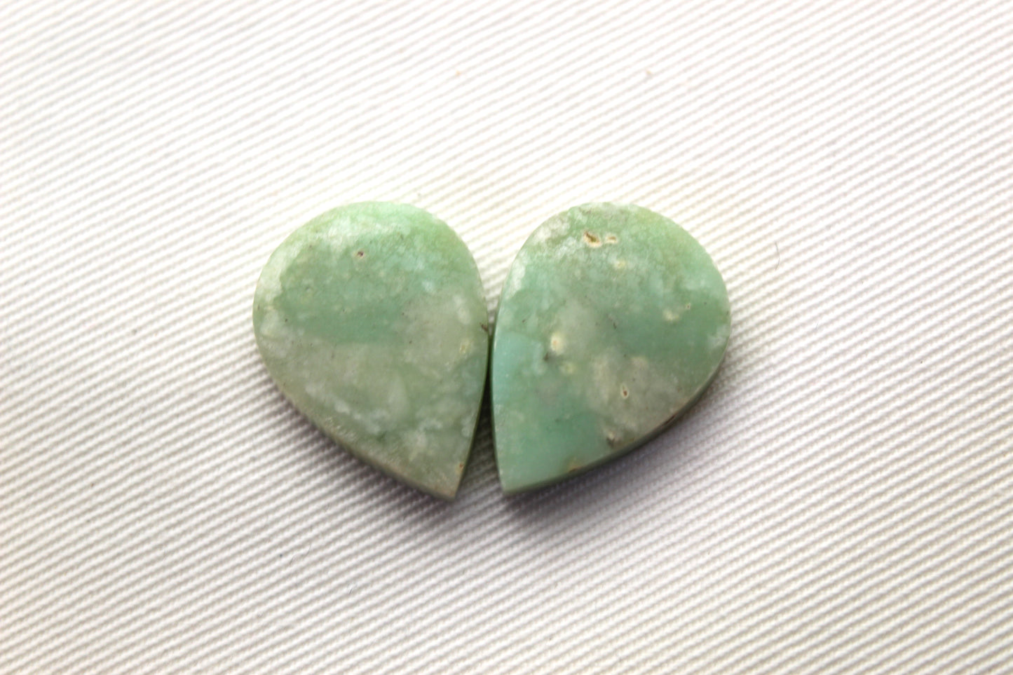 Chrysoprase Cabochon Pair Gemstone light green Drop