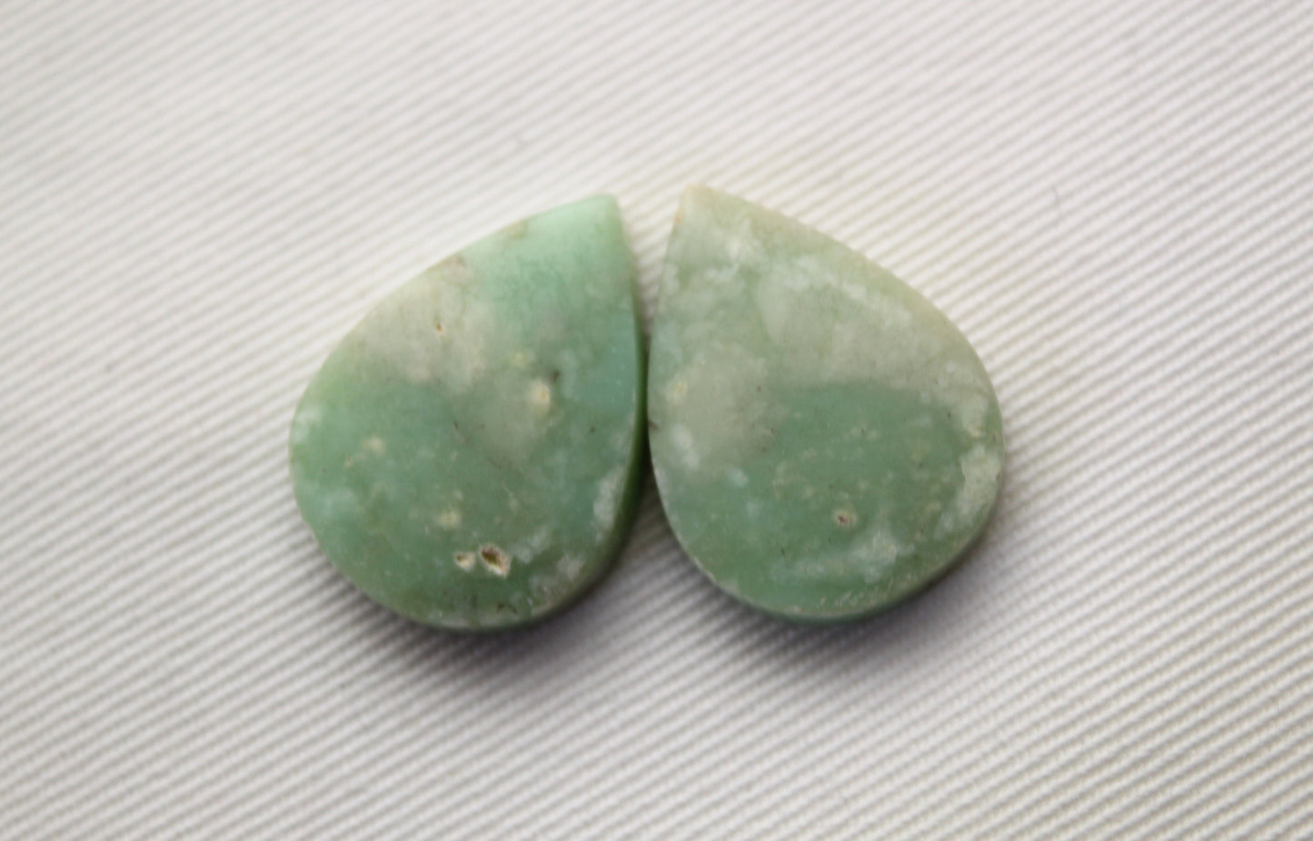 Chrysoprase Cabochon Pair Gemstone light green Drop