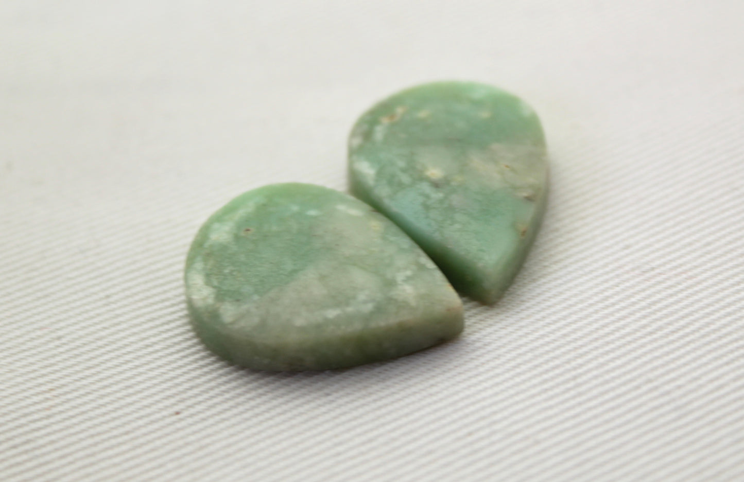 Chrysoprase Cabochon Pair Gemstone light green Drop