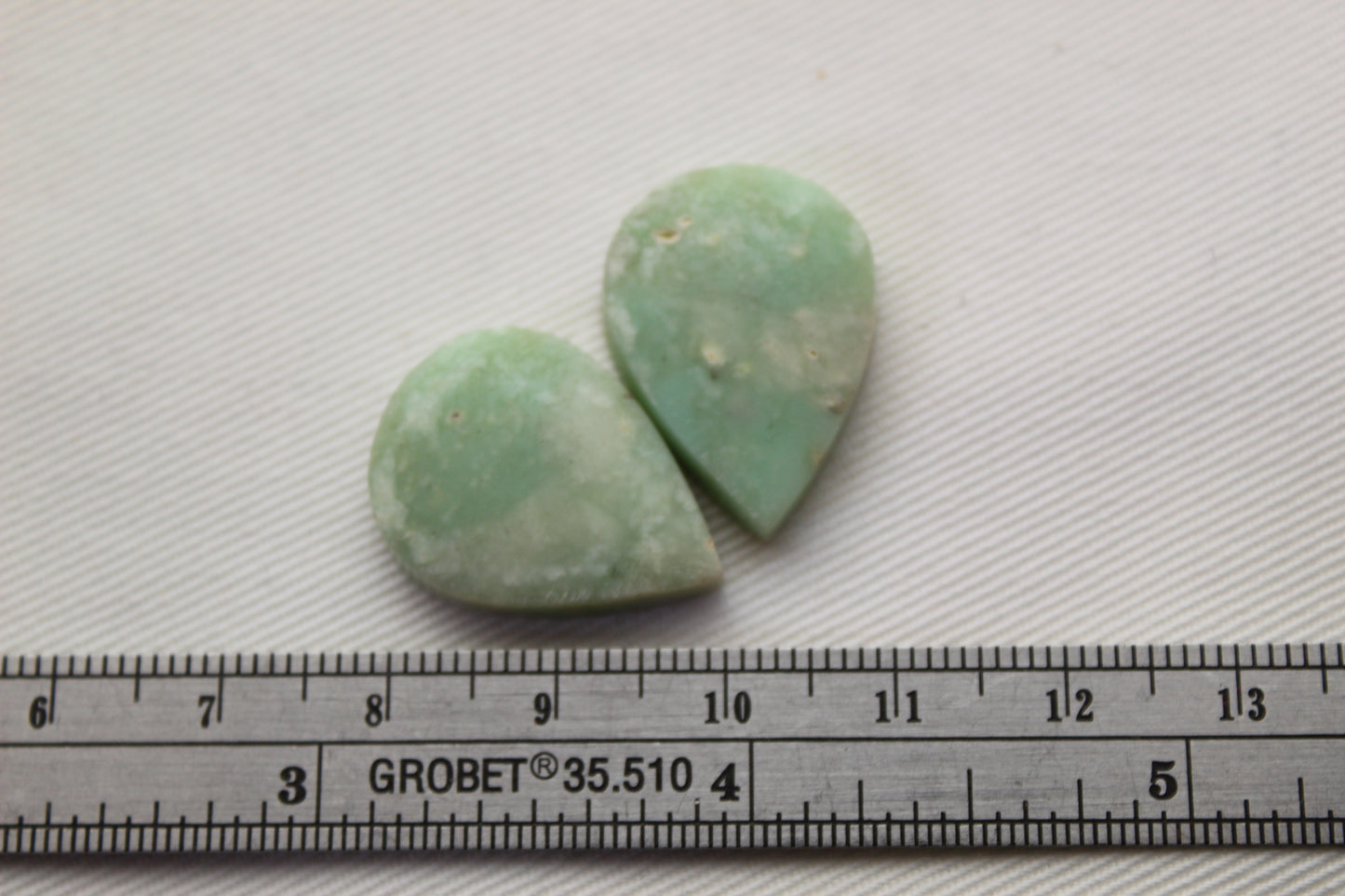 Chrysoprase Cabochon Pair Gemstone light green Drop