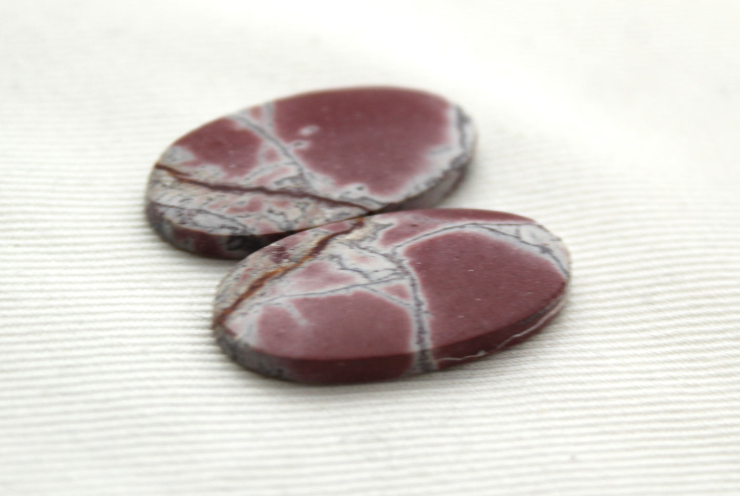 Rhyolite Cabochons Pair Oval gemstone pink grey