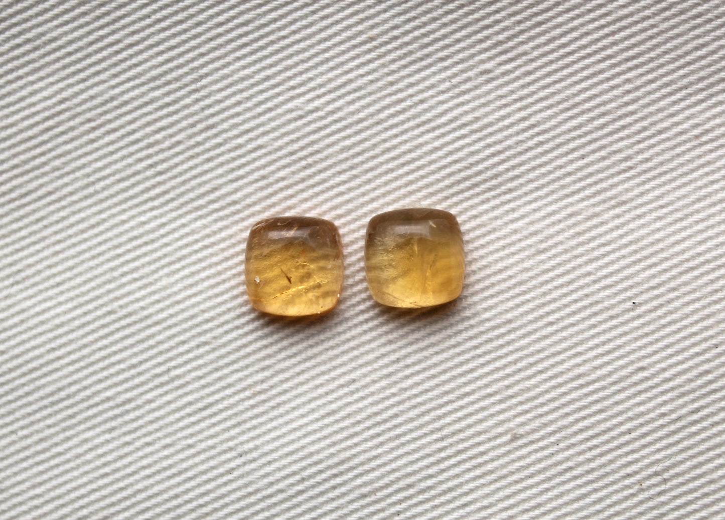 TWO square cushion Citrine cabochons 8MM gemstones