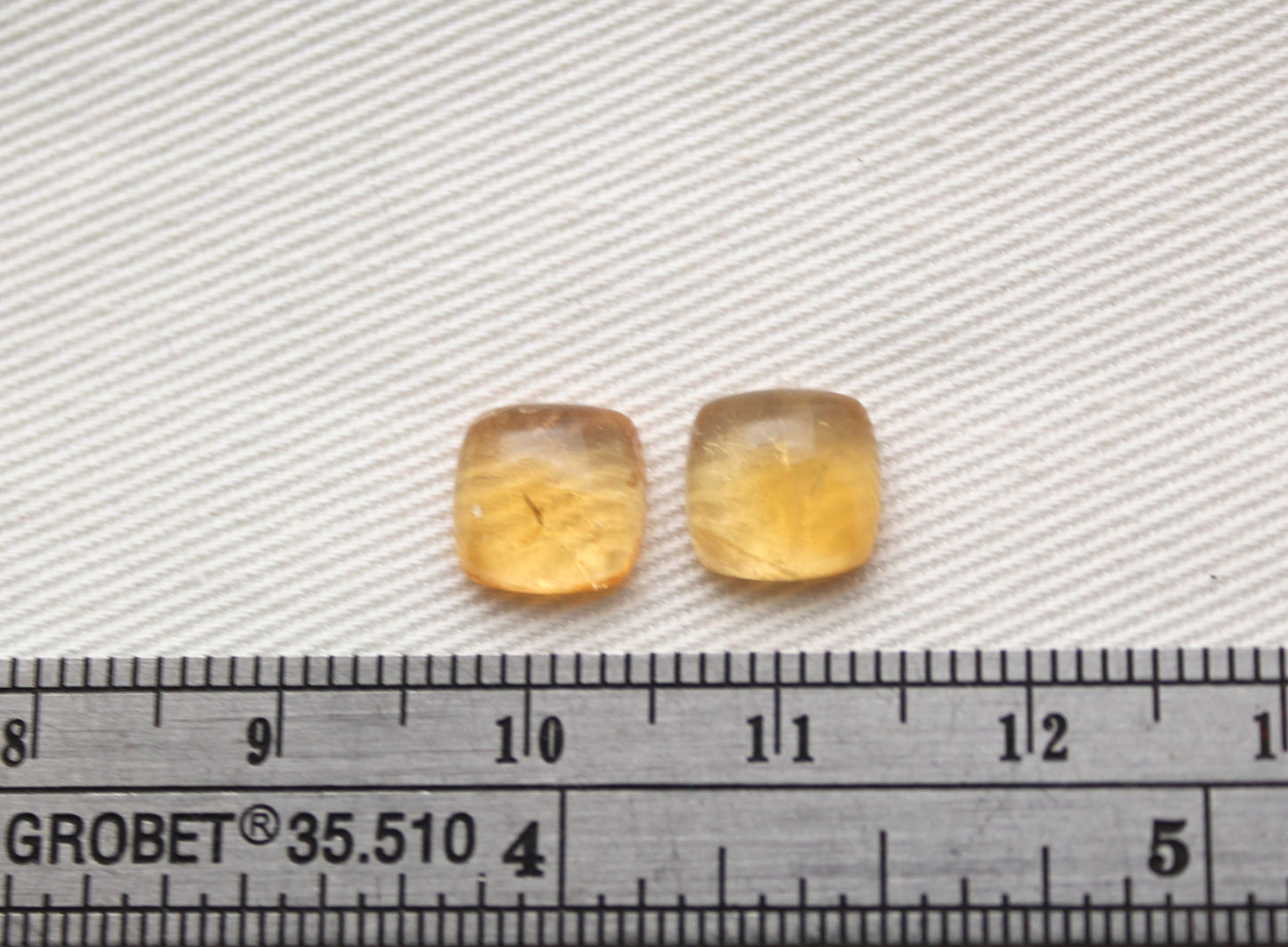 TWO square cushion Citrine cabochons 8MM gemstones