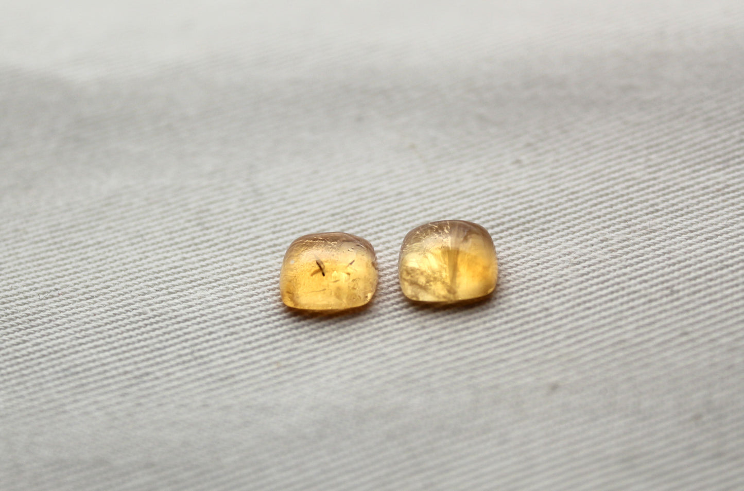 TWO square cushion Citrine cabochons 8MM gemstones