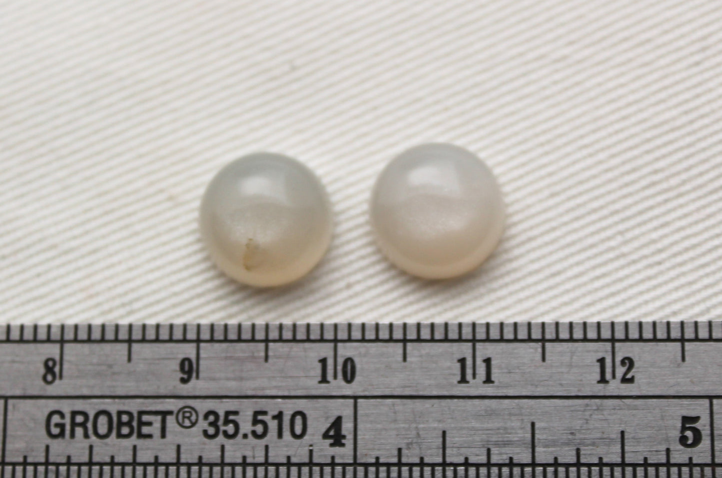 Pair of grey Moonstone cabochons 10 MM Gemstones round