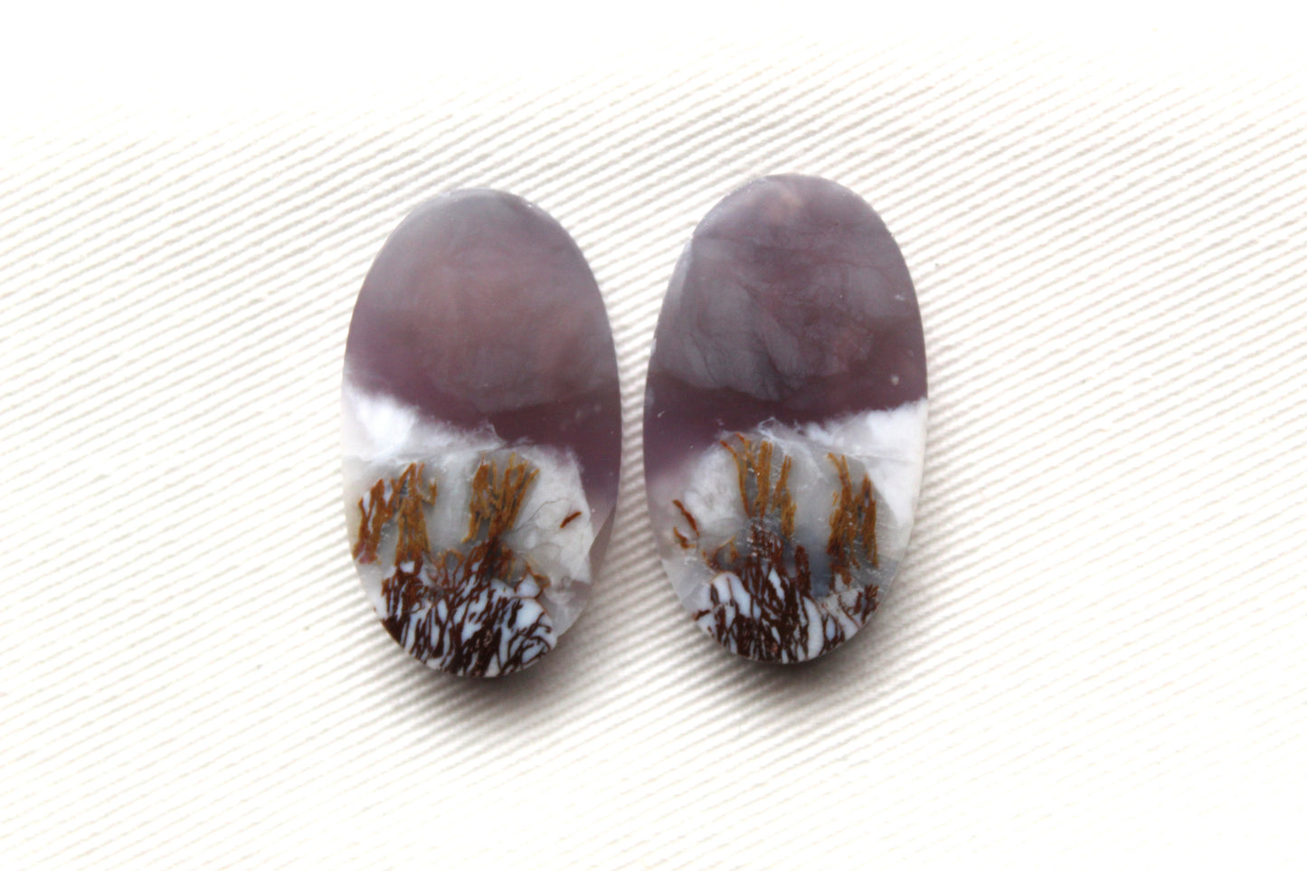 Nice Chalcedony cabochons Pair purple Oval