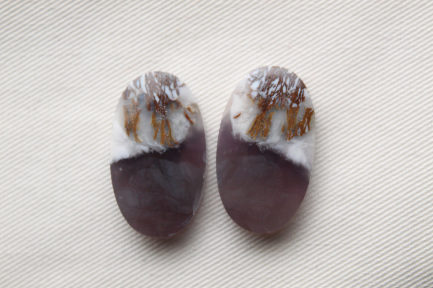 Nice Chalcedony cabochons Pair purple Oval