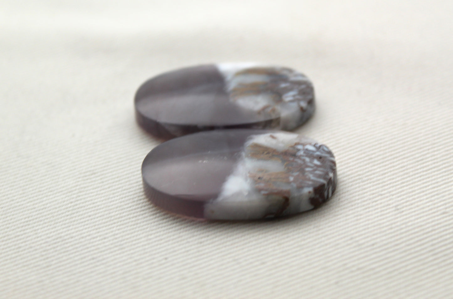 Nice Chalcedony cabochons Pair purple Oval