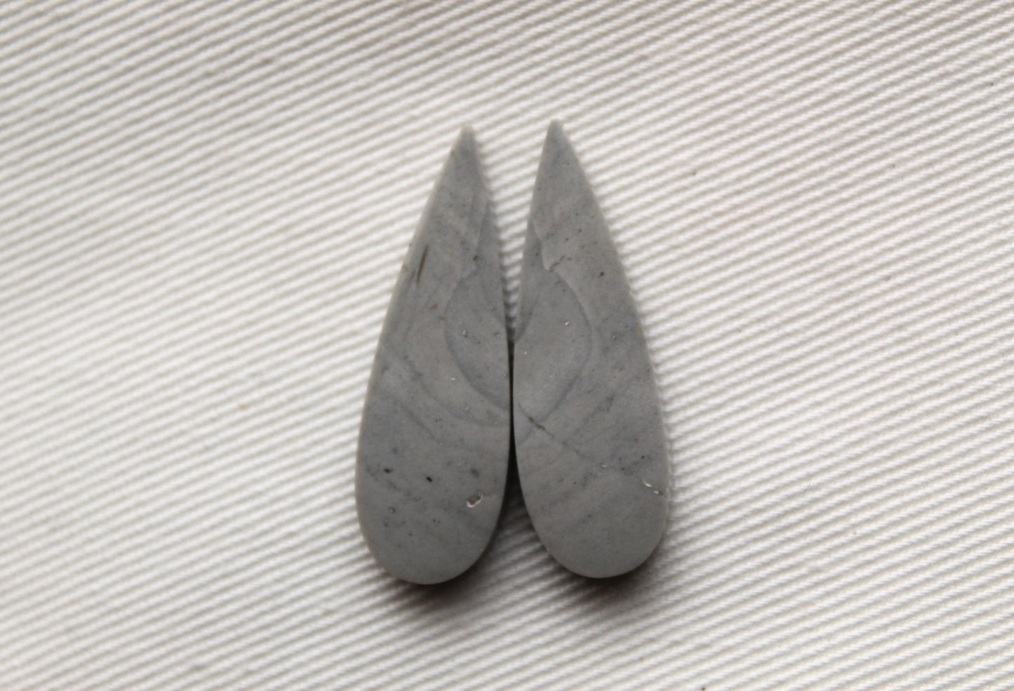 Pair of Grey Imperial Jasper Cabochons teardrop