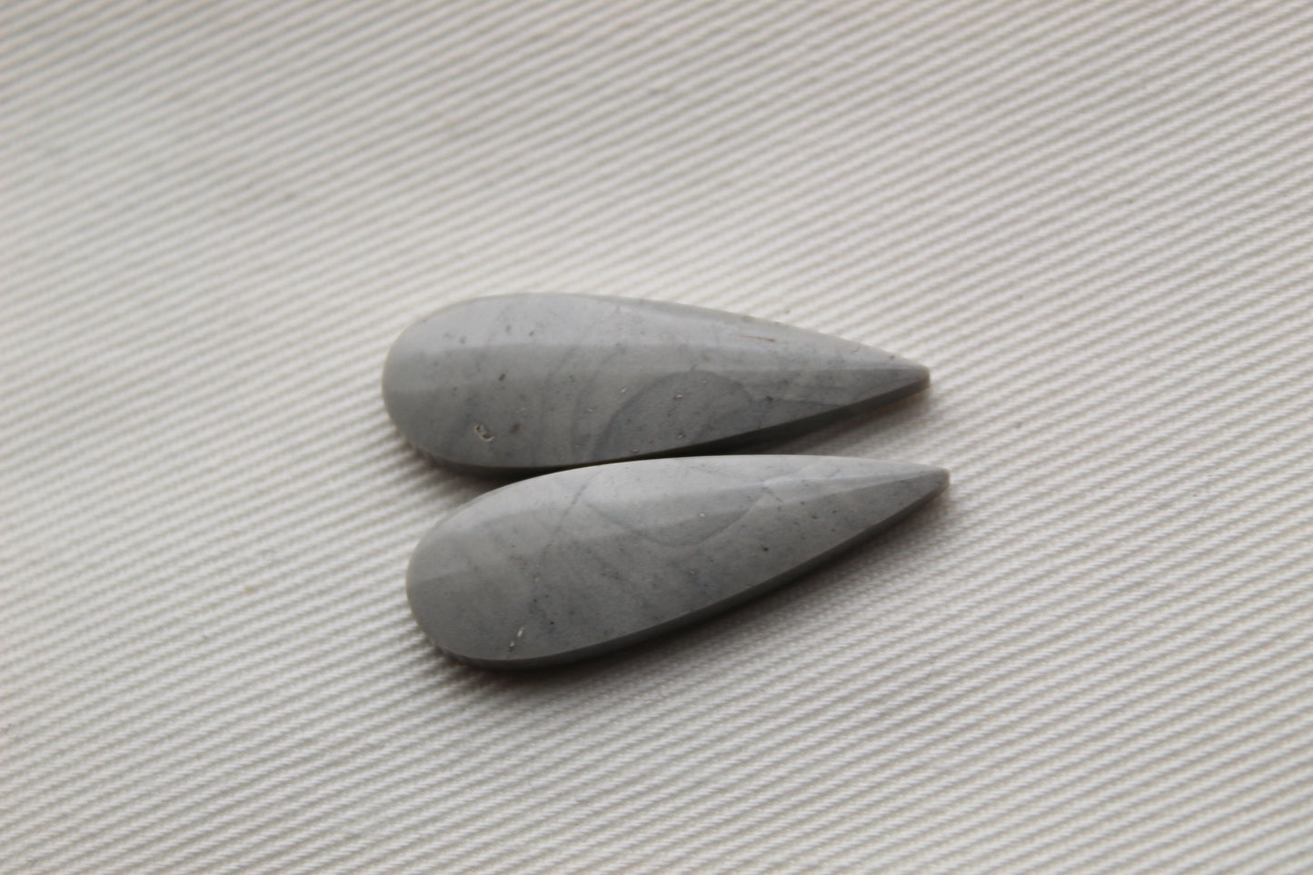 Pair of Grey Imperial Jasper Cabochons teardrop