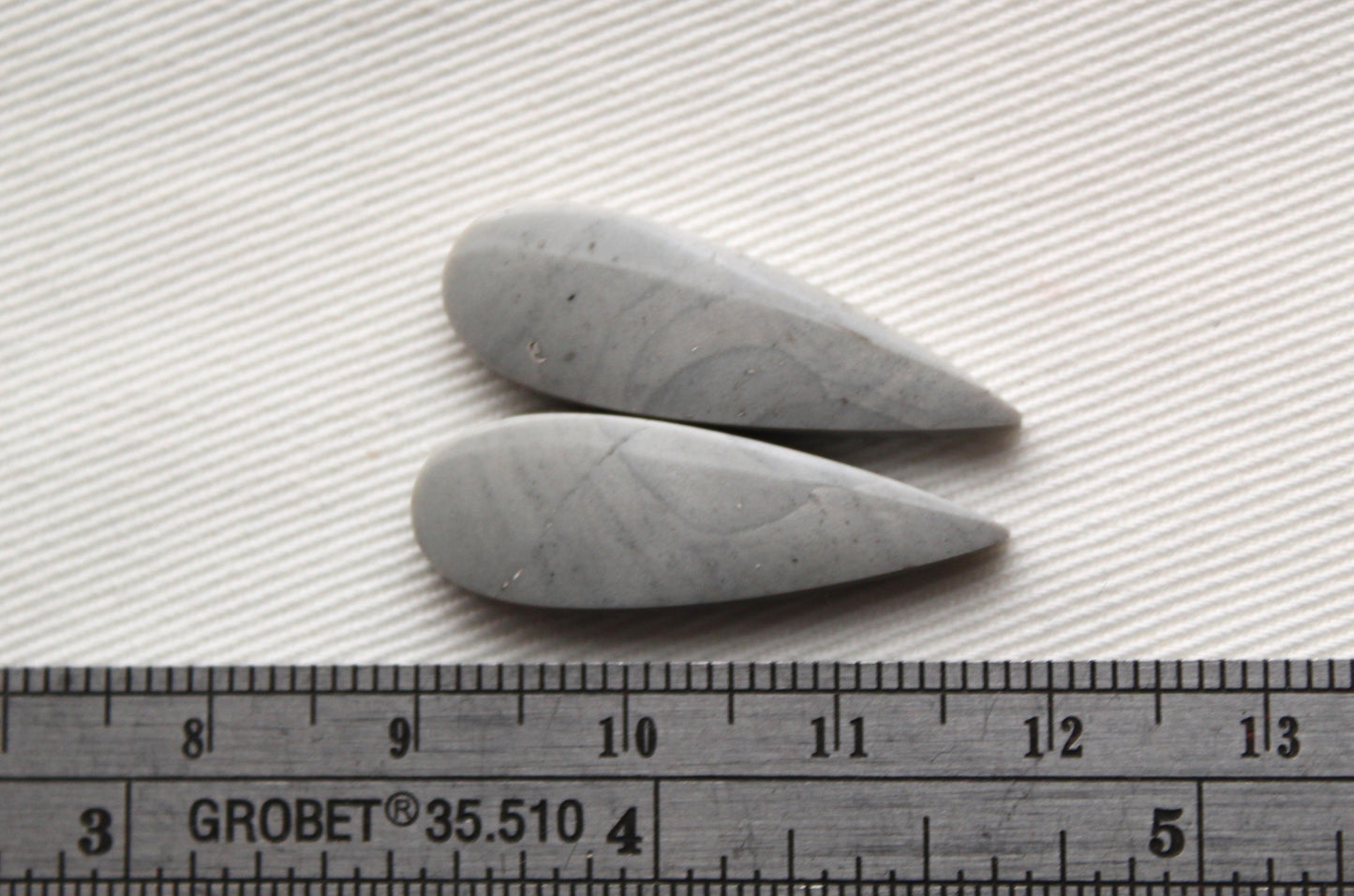 Pair of Grey Imperial Jasper Cabochons teardrop