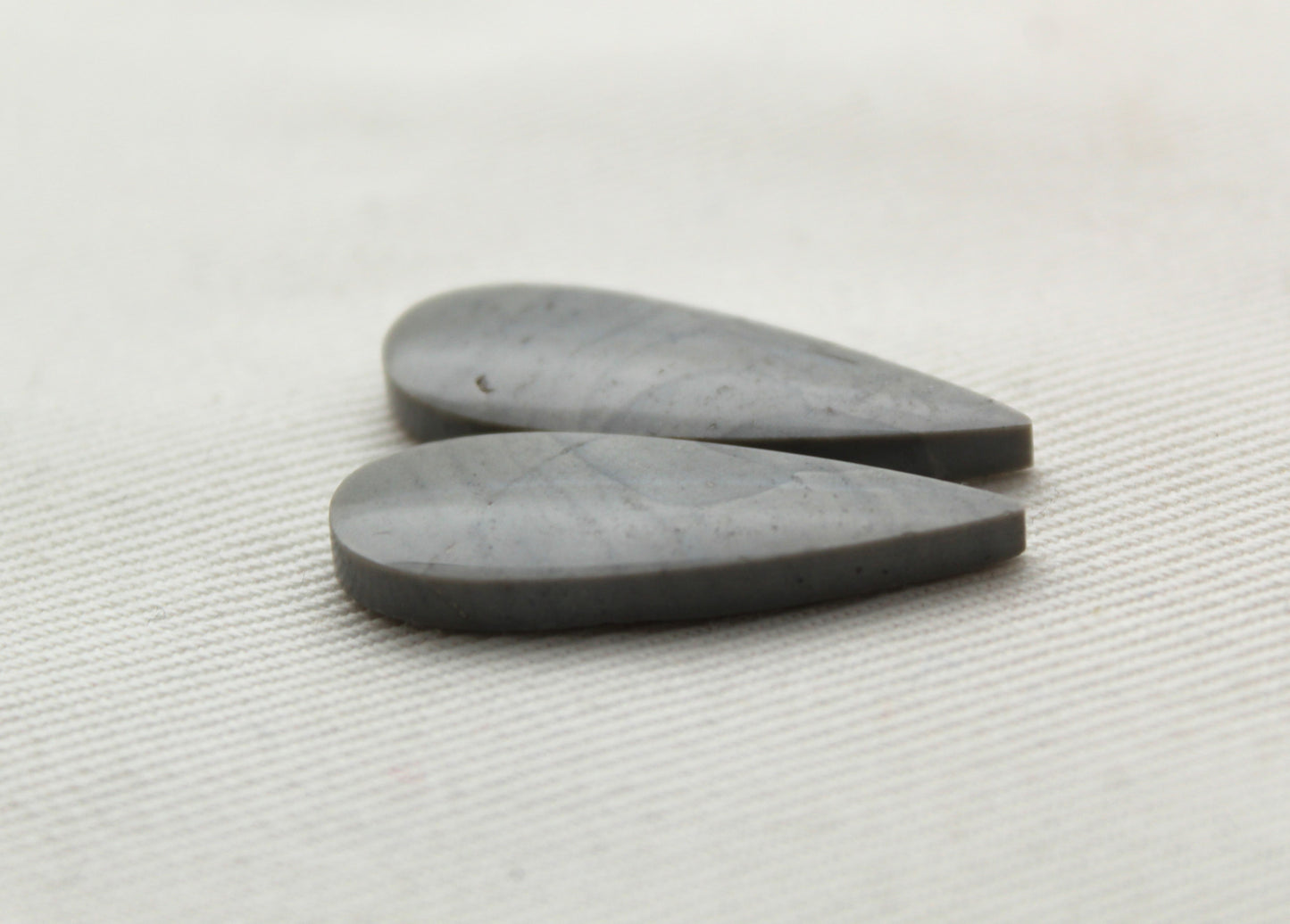 Pair of Grey Imperial Jasper Cabochons teardrop