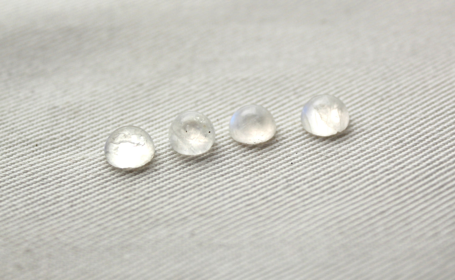 FOUR Rainbow Moonstone cabochons Gemstones Round 6MM