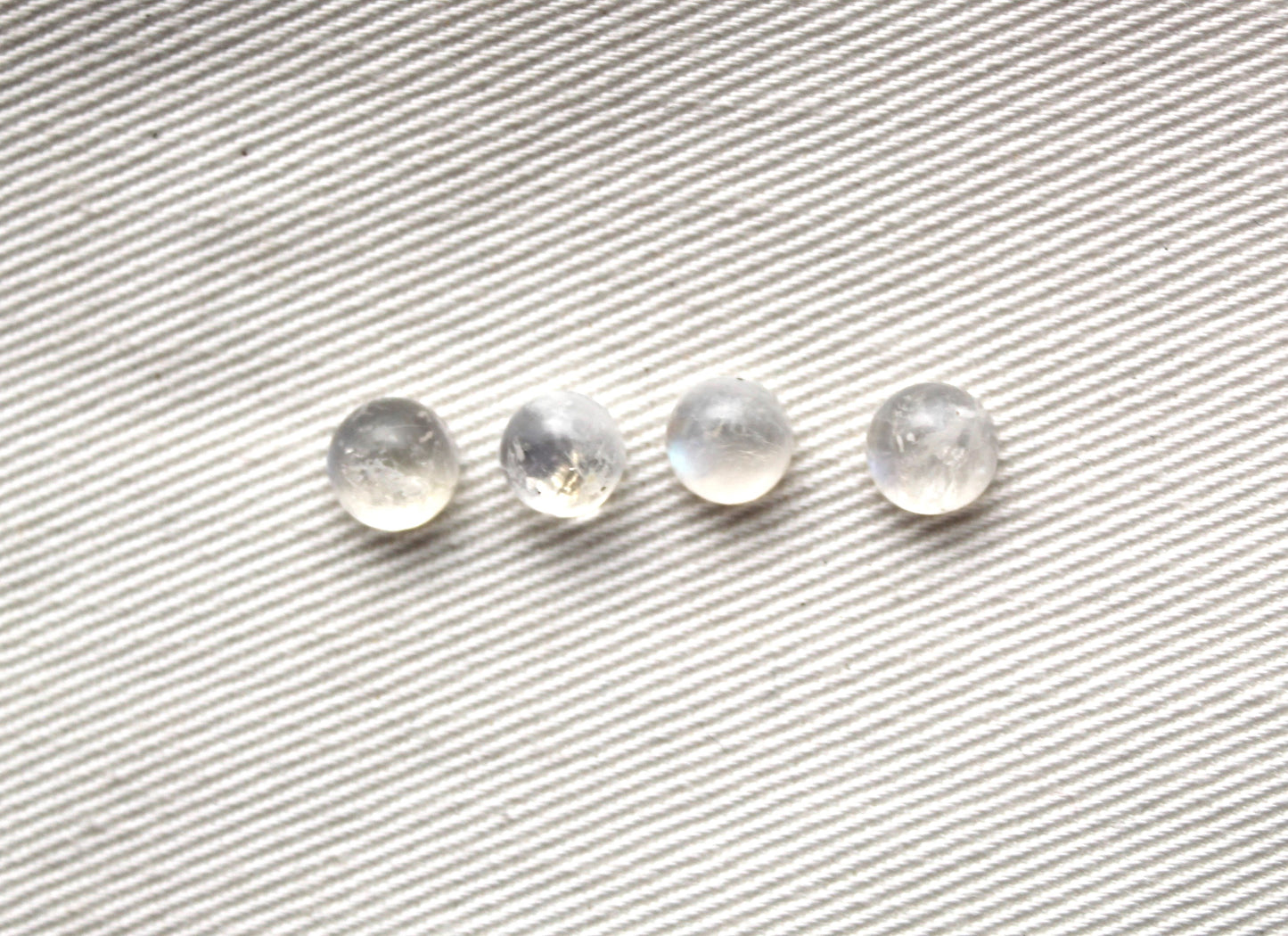 FOUR Rainbow Moonstone cabochons Gemstones Round 6MM