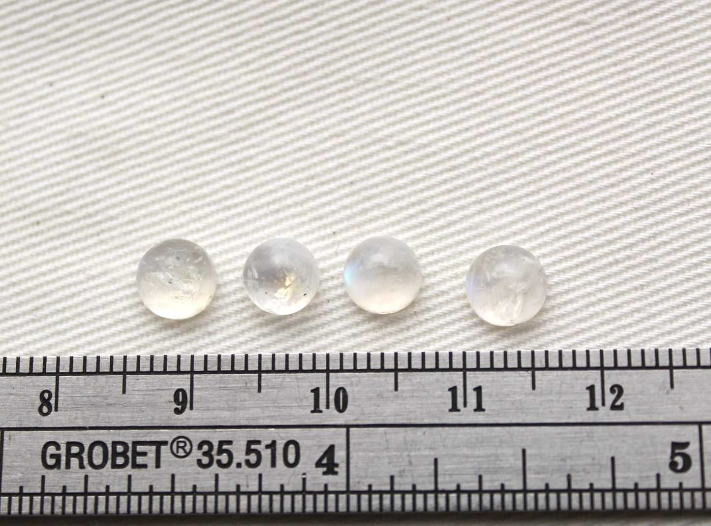 FOUR Rainbow Moonstone cabochons Gemstones Round 6MM