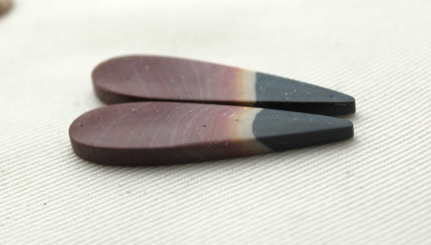 Matching pair of Indonesian Polychrome Jasper Cabochons