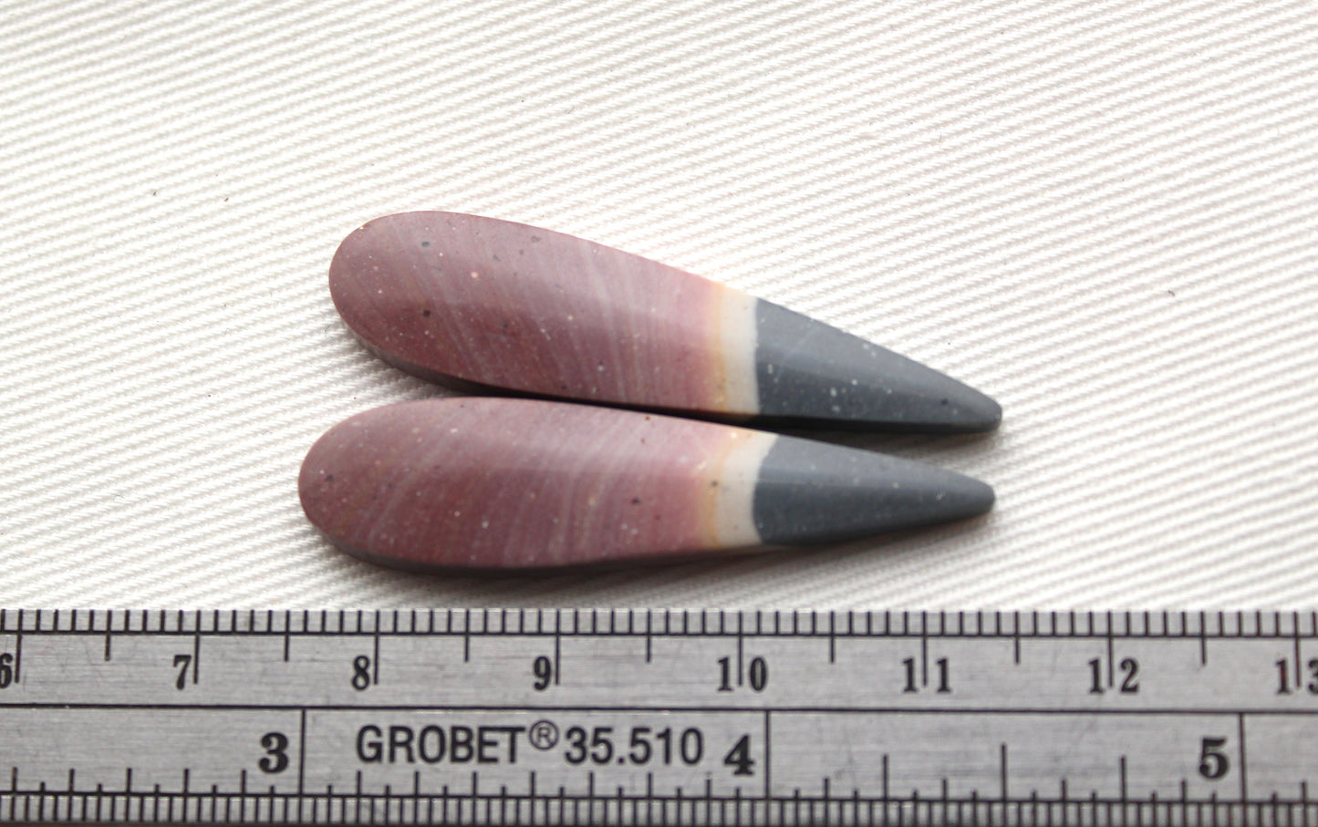 Matching pair of Indonesian Polychrome Jasper Cabochons