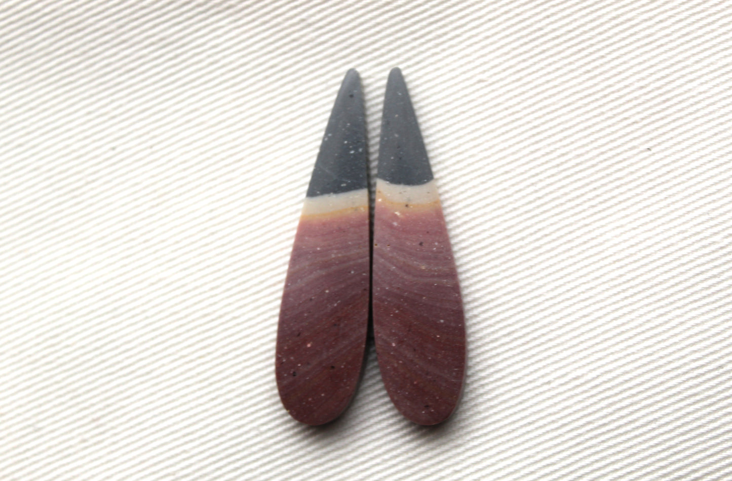 Matching pair of Indonesian Polychrome Jasper Cabochons