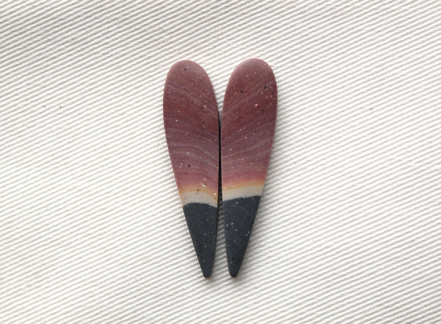 Matching pair of Indonesian Polychrome Jasper Cabochons