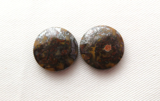 Yellow Jasper cabochons pair Gemstone round 19MM